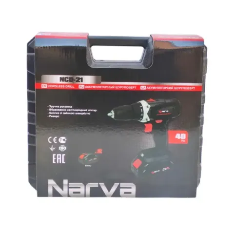 Акумуляторний шуруповерт безщітковий NARVA NCD-21 PRO BL 21v в кейсі 12міс.гарантія