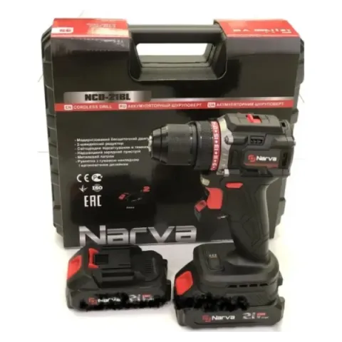 Акумуляторний шуруповерт безщітковий NARVA NCD-21BL 21v в кейсі 12міс.гарантія