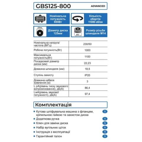 ZEGOR Мережева болгарка 800W /круг d125 /24міс.гарантія