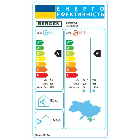 Кондиціонер Bergen Серія MOSS (-15С) BEI09MOS/BEO09MOS