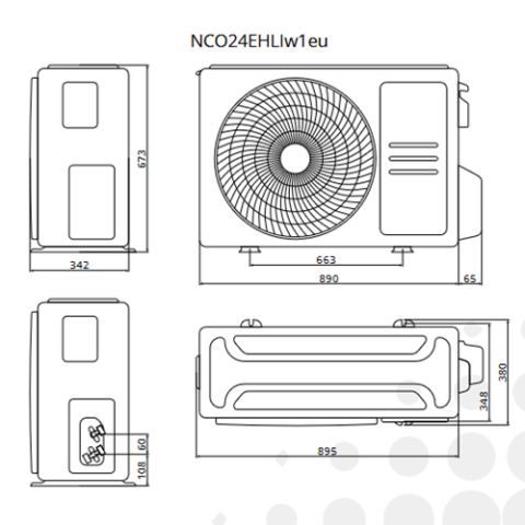 Кондиціонер NC clima Серія Birmingham 2.5 ( -25С ) NCI24EHBIw1eu2/NCO24EHLIw1eu