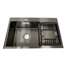 Мийка KRAFT Handmade ЧОРНА 780*480*230 + корзина (змішувач над раковиною) KR HM 7848 ALB 10