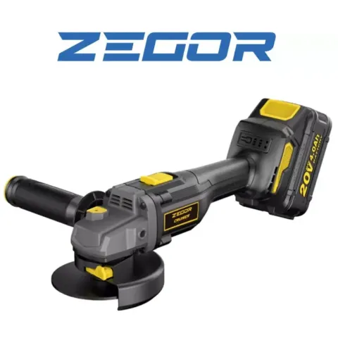 Болгарка акумуляторна 125 мм Zegor AGCR-21BL-125, безщіткова, 20 В, 1 акумулятор 4 А·год, кейс