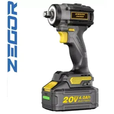 Гайковерт ударний акумуляторний Zegor SDCR-21BL-350, 350 Нм, квадрат 1/2", 20 В, безщітковий, 1 АКБ 4 А·год, кейс