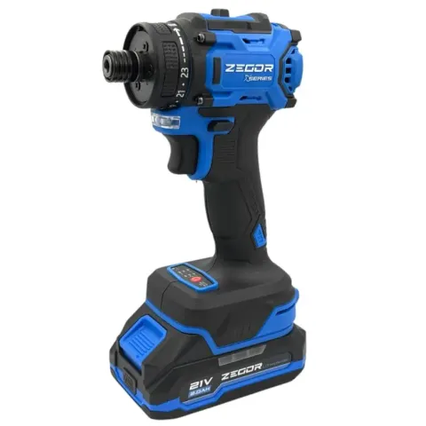 Імпакт акумуляторний Zegor IDAX-21BL-50, ударний гвинтоверт 1/4", 50 Нм, 21 В, 1 АКБ 2 А·год, кейс