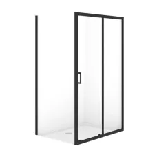 Душова кабіна прямокутна Cersanit Brasco 120×90×190 без піддону, розсувні двері, прозоре скло, профіль чорний