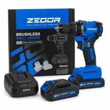 Шуруповерт акумуляторний безщітковий ударний Zegor CDAX-21BLH-60 Turbo, 60 Нм, 20 В, 2 АКБ 2 А·год, кейс