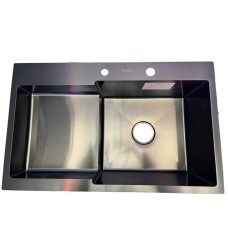 Мийка KRAFT Handmade ЧОРНА 780*480*230 + корзина (змішувач над раковиною) (7848 AR B)
