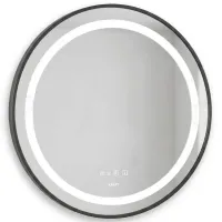 Дзеркало з LED підсвіткою 6060 кругле, чорна рама