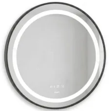 Дзеркало з LED підсвіткою 6060 кругле, чорна рама