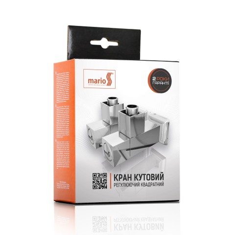 Кран кутовий квадрат, G1/2″ комплект