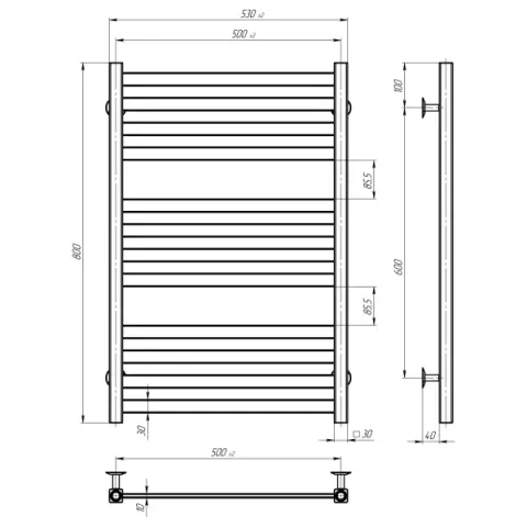 Рушникосушка Magnus 500*800 Deffi (Біла, нижнє підкл.)