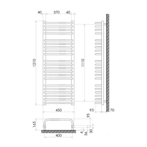 Рушникосушка 1210х450 / ЧОРНА /600Вт Heizung