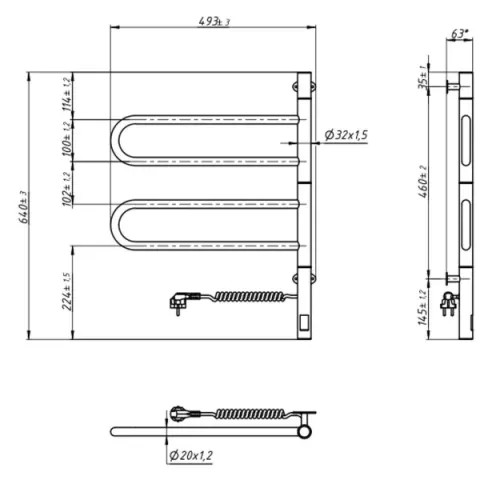 Рушникосушка електрична нержавіюча Fouette 480*600 Sensor