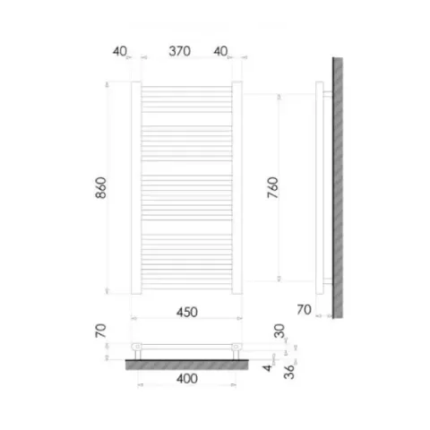 Рушникосушка 860x450 (плоска) /393Вт Heizung