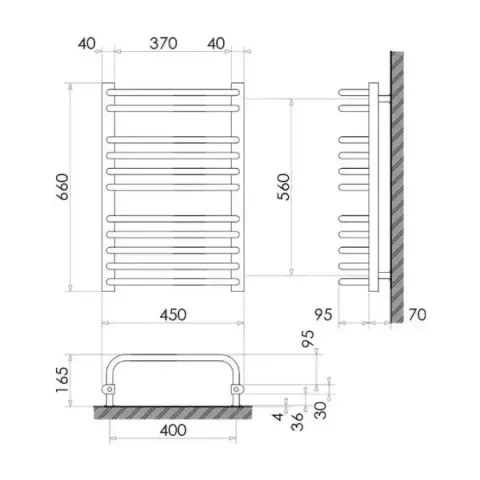 Рушникосушка 660х450 /319Вт Heizung WU 11/45