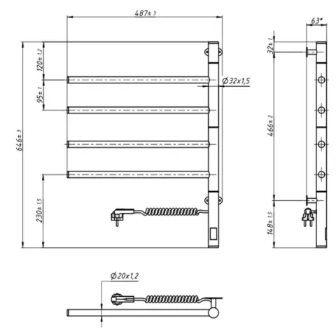 Рушникосушка електрична Arabeska 480*600 Sensor