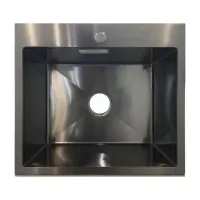 Мийка KRAFT Handmade Nano Black Decor 450*400*230 (корзина + кріплення + сифон + дозатор)