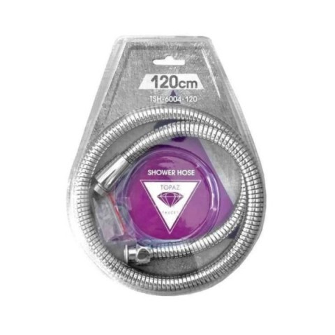 Шланг TOPAZ TSH-6004-120см хром,посилена рухома гайка,(блістер)