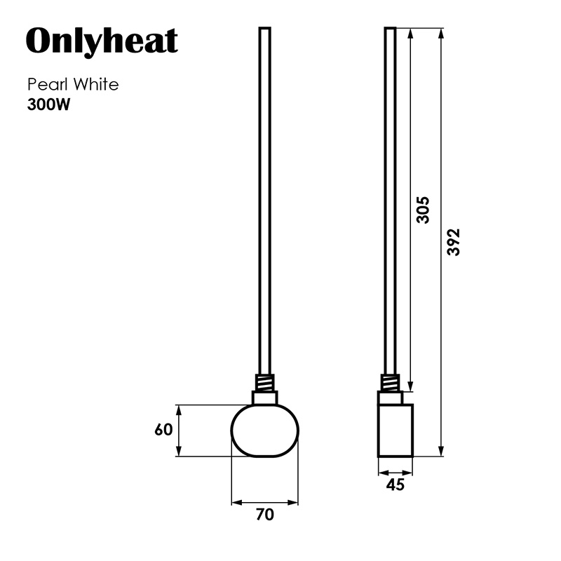 ТЕН для рушникосушки OnlyHeat Pearl White 0,3 кВт 2