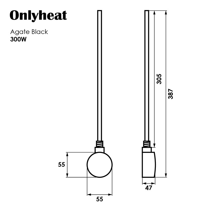 ТЕН для рушникосушки OnlyHeat Agate Black 0,3 кВт 4