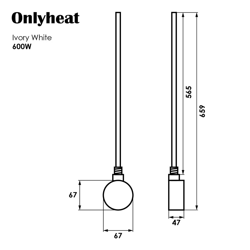 ТЕН для рушникосушки OnlyHeat Ivory White 0,6 кВт 4