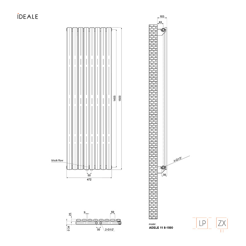 Радіатор дизайнерський Ideale Adele 11 8/1500/472 білий 5