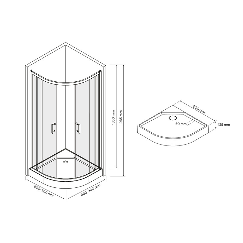 Душова кабіна Britc Lira 90x90 см з піддоном (скло 6 мм) 2