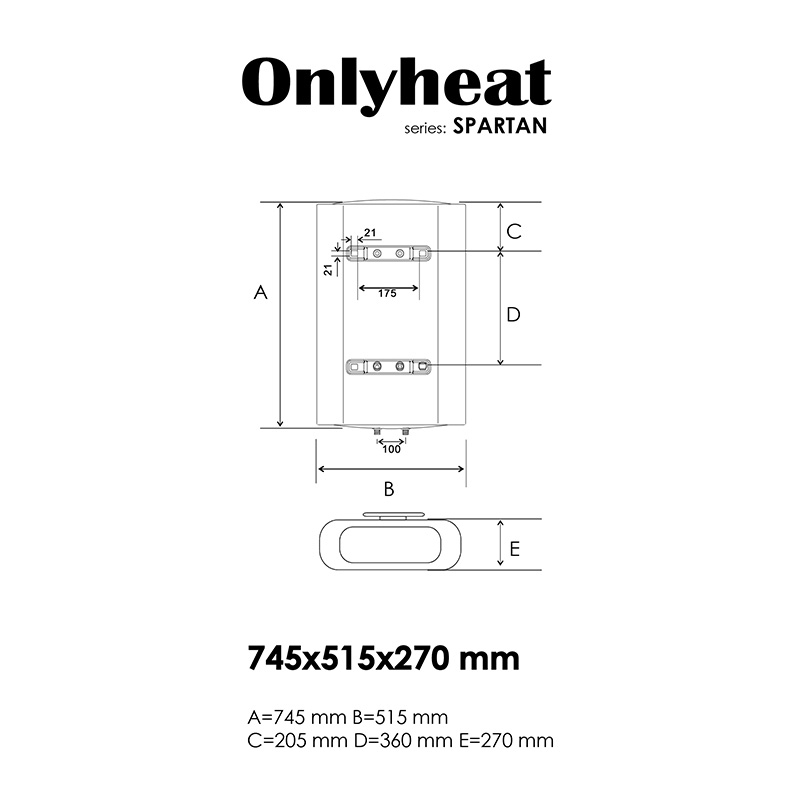 Бойлер Onlyheat Spartan FJI-B1-50V, 50 літрів 2