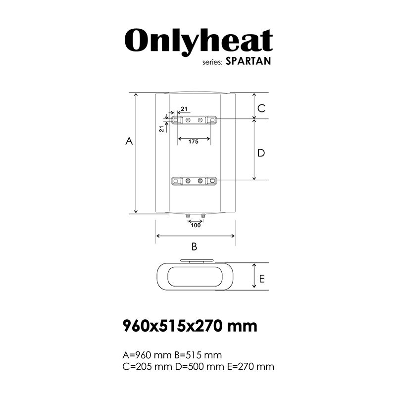 Бойлер Onlyheat Spartan FJI-B1-80V, 80 літрів 2