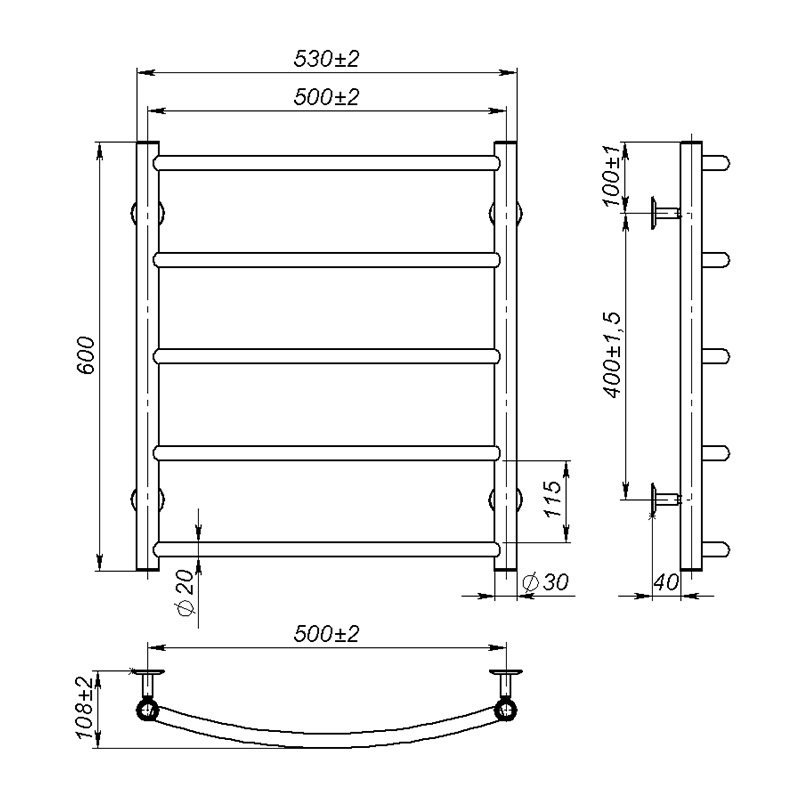 Рушникосушка Onlyheat Oria 500/600/5 2