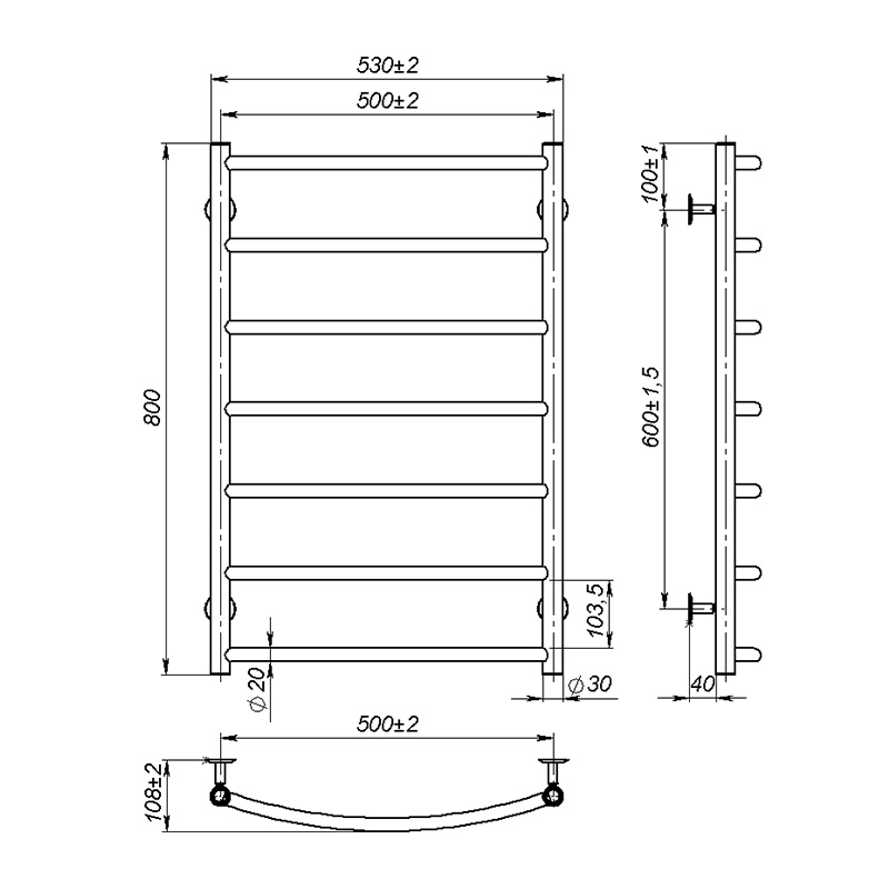 Рушникосушка Onlyheat Oria 500/800/7 2
