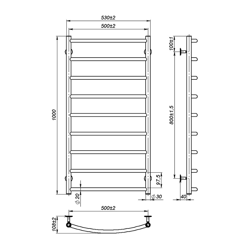 Рушникосушка Onlyheat Oria 500/1000/9 2