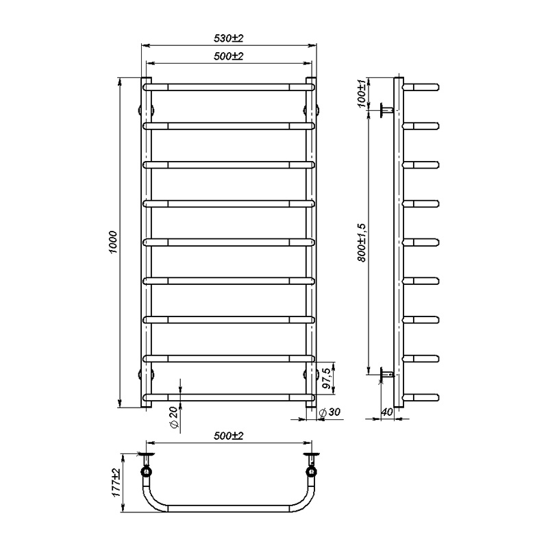 Рушникосушка Onlyheat Elaro 500/1000/9 2
