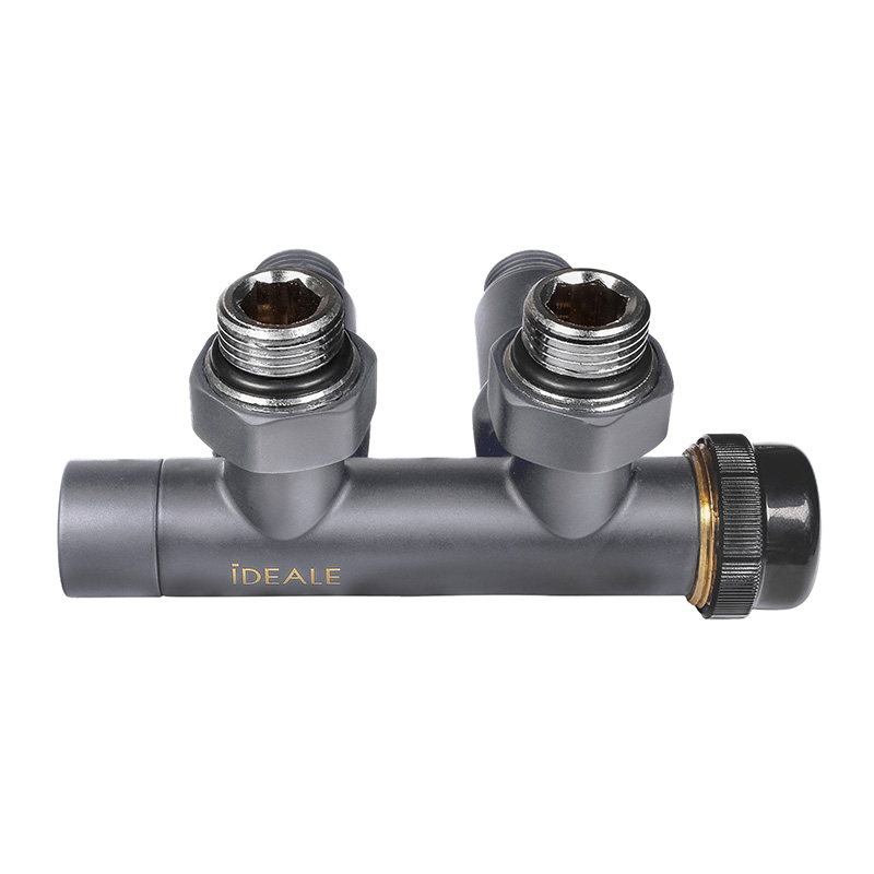 Комплект дизайн кранів з термоголовкою Ideale Duo 1/2”x1/2” антрацит 1