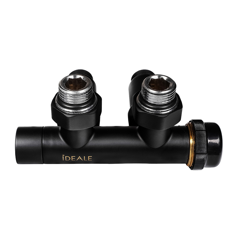 Комплект дизайн кранів з термоголовкою Ideale Duo 1/2”x1/2” чорний 1