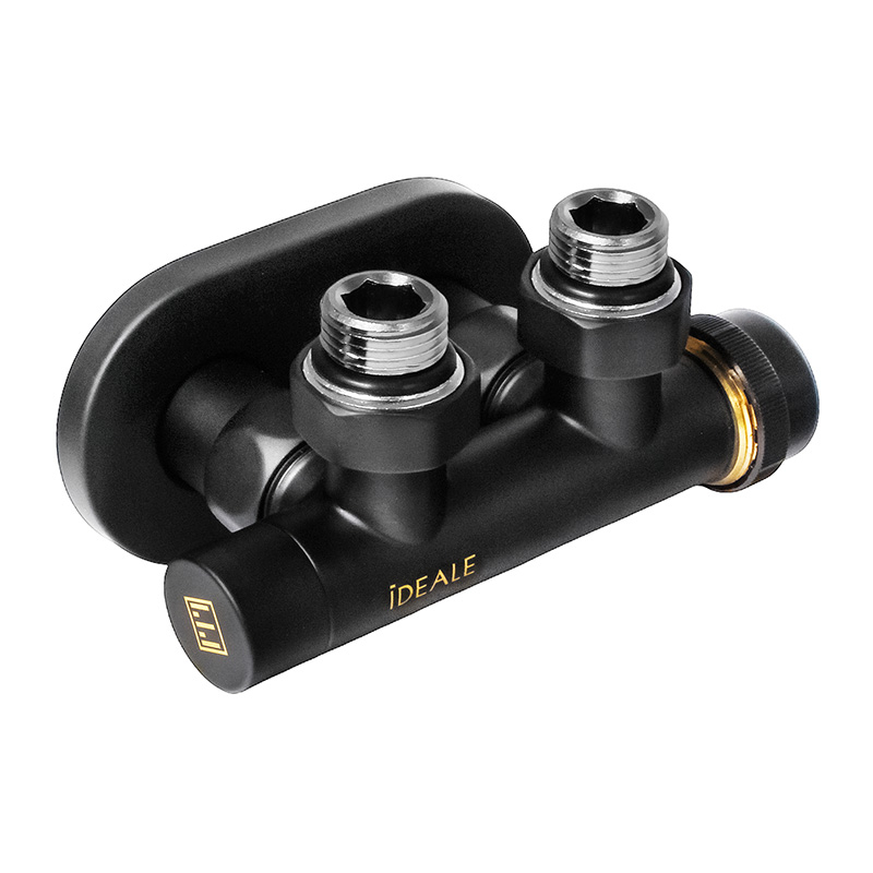 Комплект дизайн кранів з термоголовкою Ideale Duo 1/2”x1/2” чорний 2