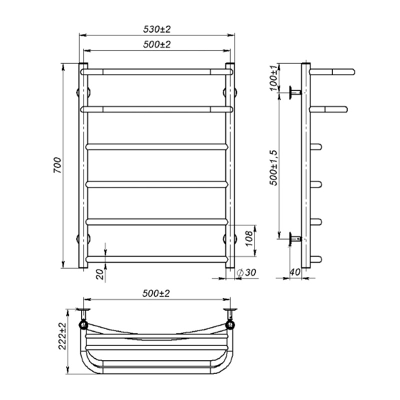 Рушникосушка Onlyheat Elios 500/700/6 1