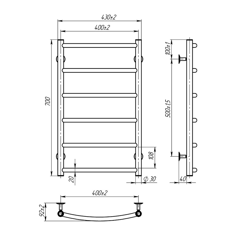 Рушникосушка Onlyheat Oria 500/700/6 2