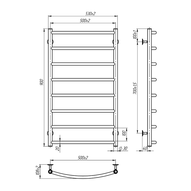 Рушникосушка Onlyheat Oria 500/900/8 2