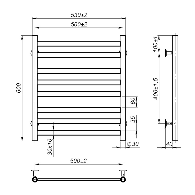 Рушникосушка Onlyheat Vesta 500/600/8 1