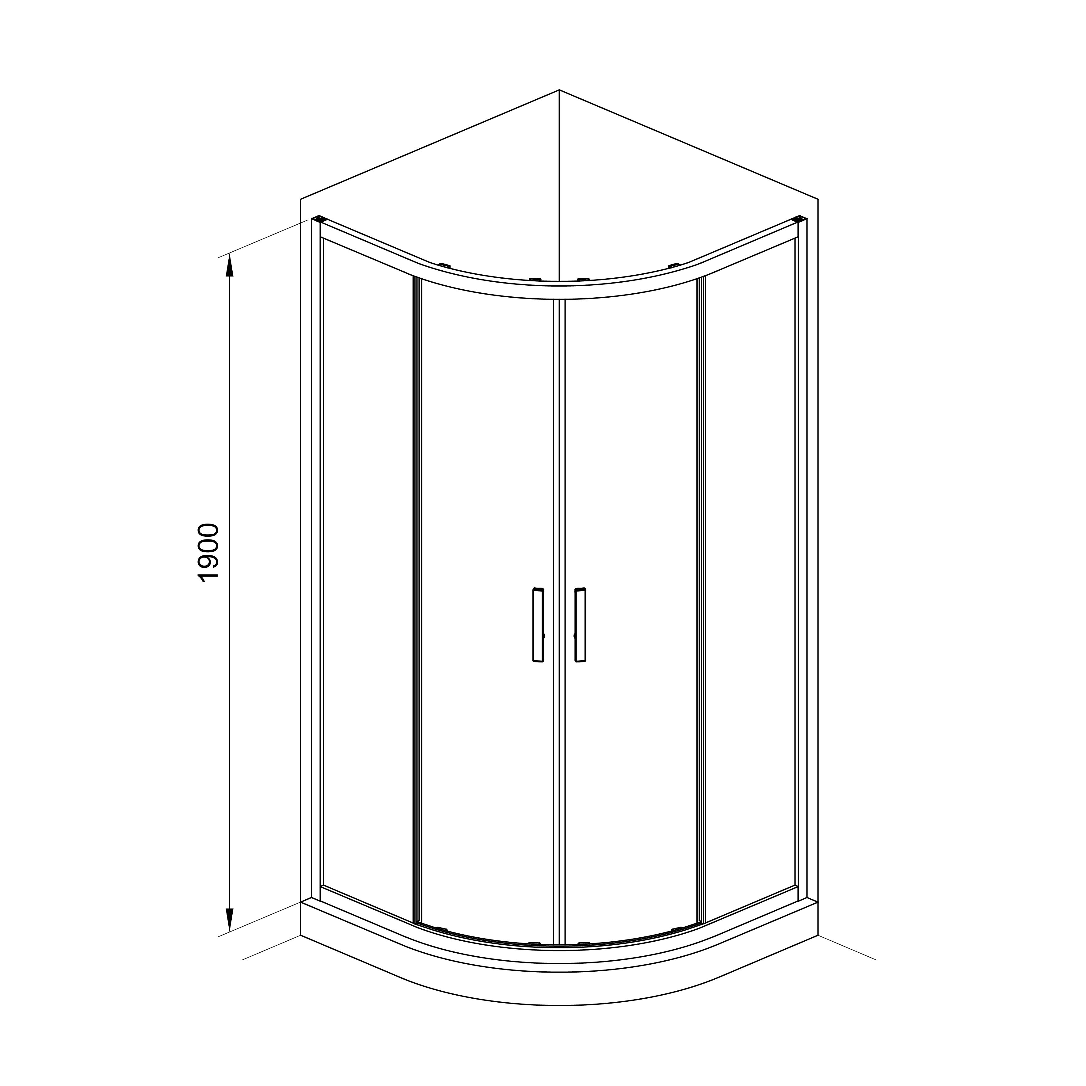 R80RG Душова кабіна ROUND напівкругла 800x800x1900 мм скло grape 2