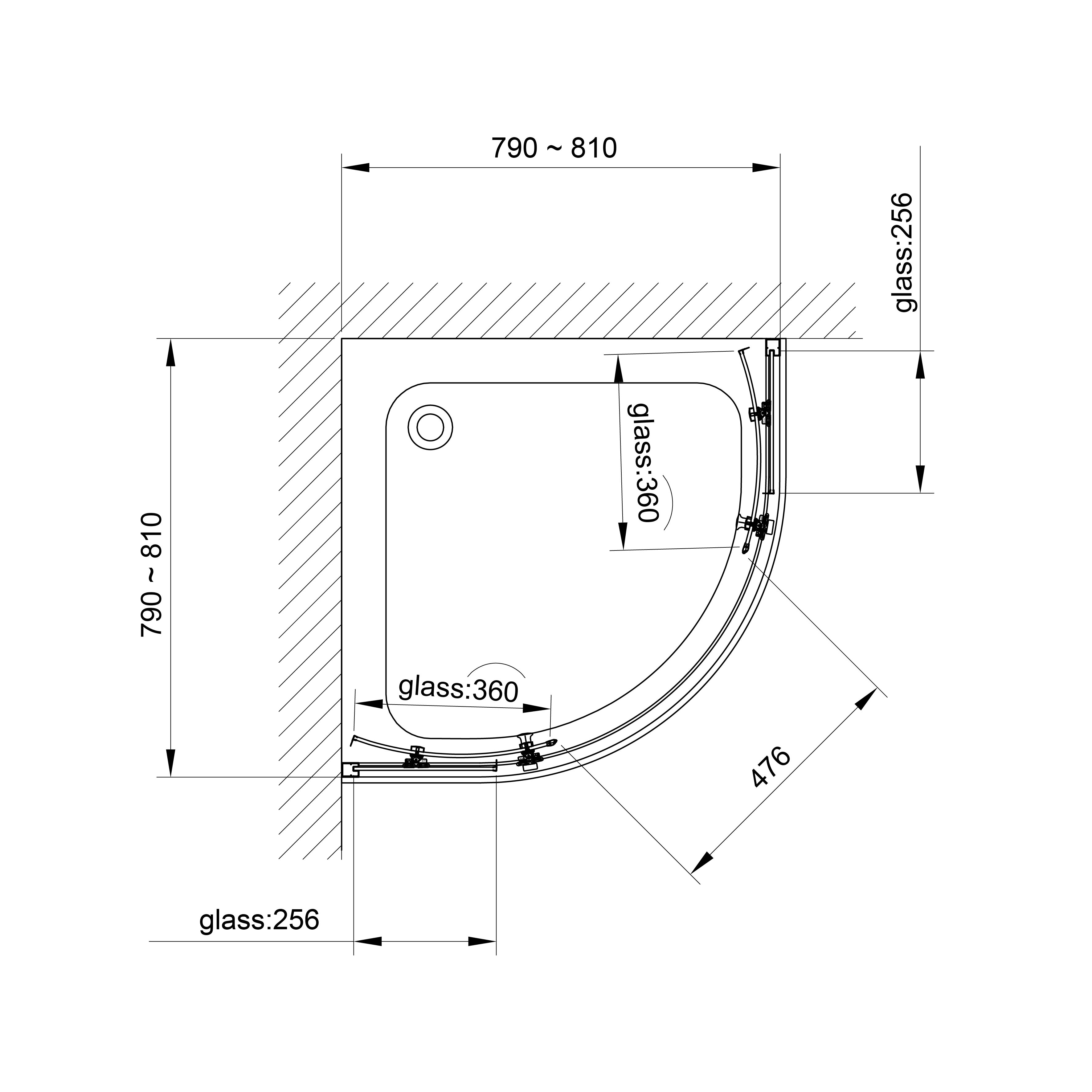 R80RG Душова кабіна ROUND напівкругла 800x800x1900 мм скло grape 3