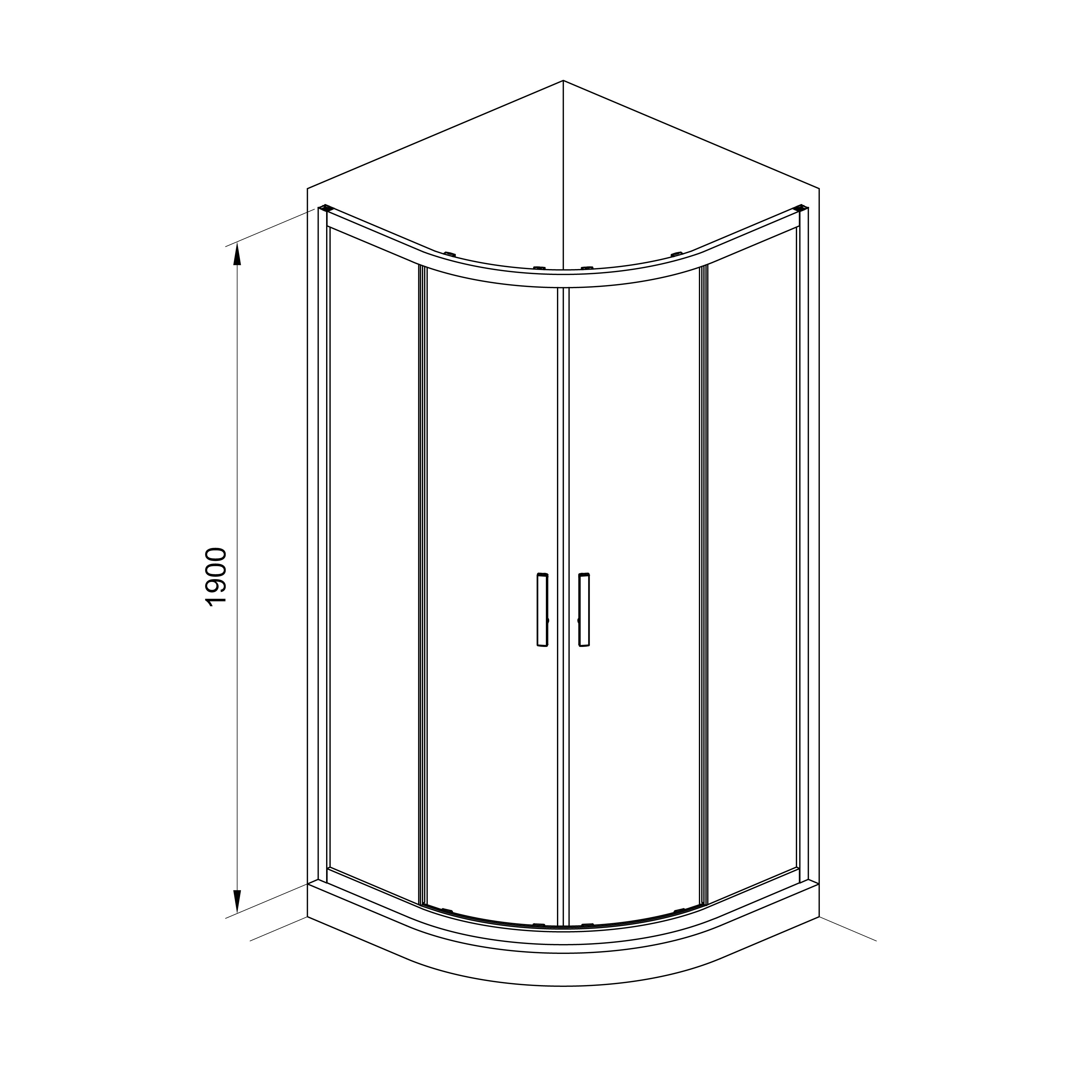 R90RG Душова кабіна ROUND напівкругла 900x900x1900 мм скло grape 2