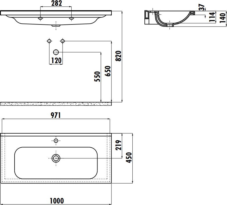 IDEAL Меблевий умивальник 45X100 см 1