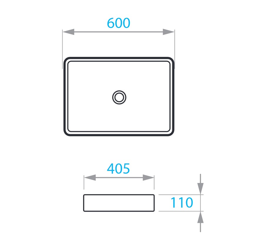 KVADRO умивальник на стільницю 600х405 мм 5