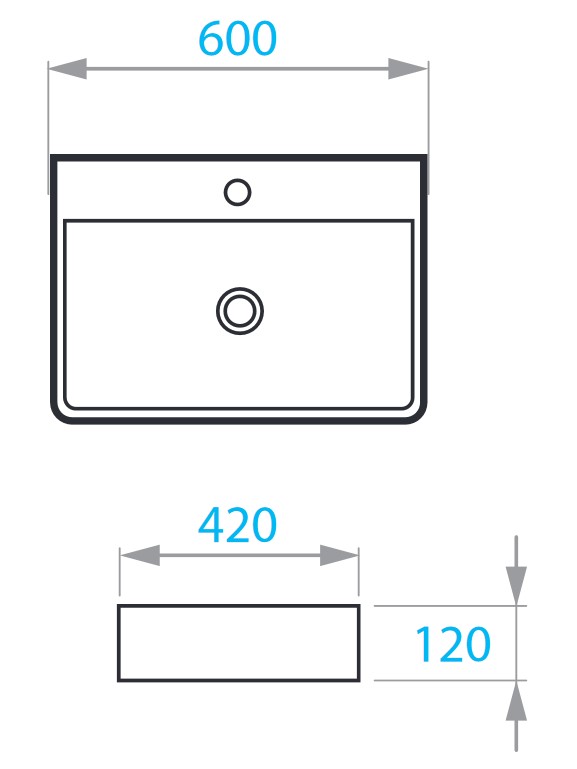KVADRO умивальник на стільницю 600х420 мм 5