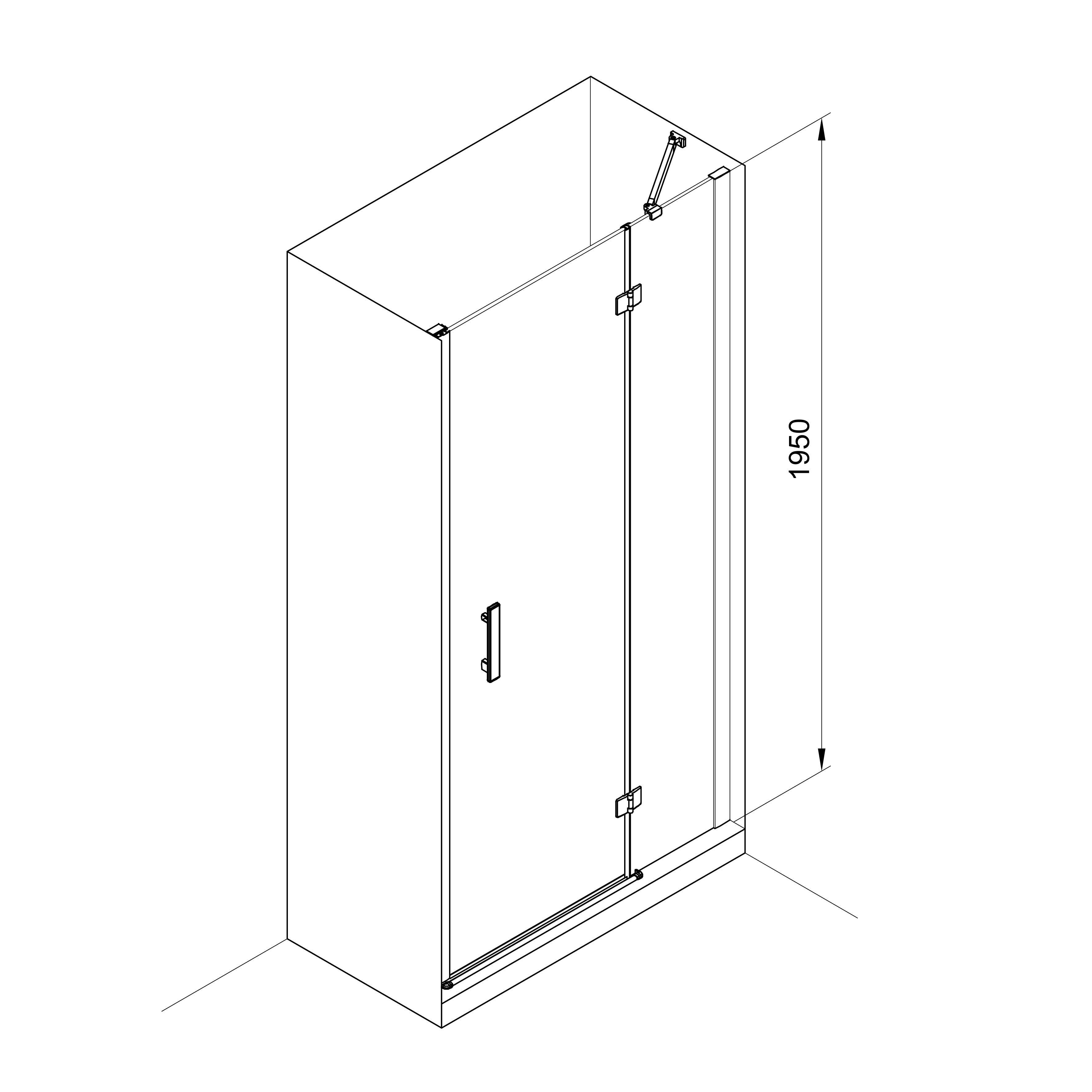K100DC Душові двері KVADRO 1000х1950 мм Chrome Clear 5