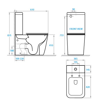 KVADRO SMART комплект : унітаз підлоговий з сидінням Soft-close + бачок (Змив Торнадо) 3