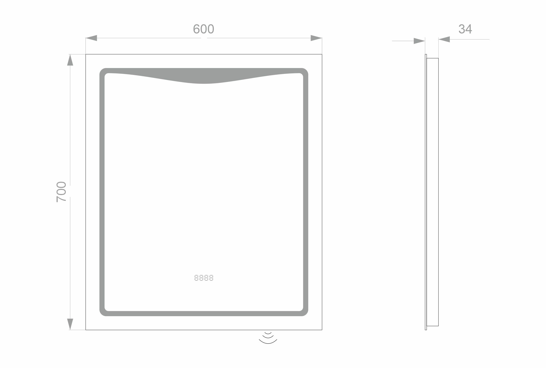 Світлодіодне LED дзеркало LINE 600х700 1